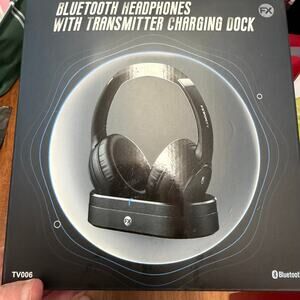 FXWONTY Bluetooth Headphones w transmitter charging dock New in box